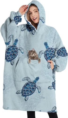 Vista 24 de Wearable Oversized Blanket,Sherpa Blanket Hoodie with Super Pockets,Super Warm Fuzzy Pullover for Women & Men