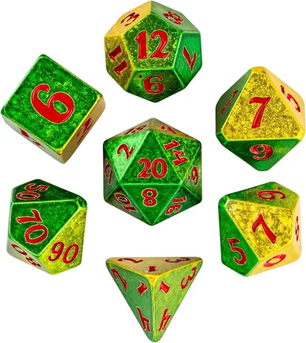 Vista 42 de DND - Juego de dados poliédricos RPG de 7 piezas para juegos de rol D&D (mezcla dorada, negro)