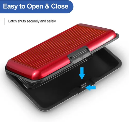 Vista 3 de 2 piezas de tarjetero de crédito, delgado mini protector de tarjeta de crédito, estuche de aluminio para tarjetas de visita, organizador