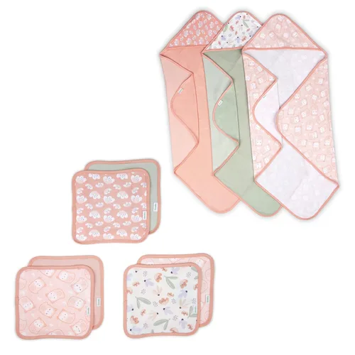 Vista 8 de Clean & Cuddly - Juego de 6 paños de toalla para bebé niña, diseño de búho rosa, EDI Multi colorido