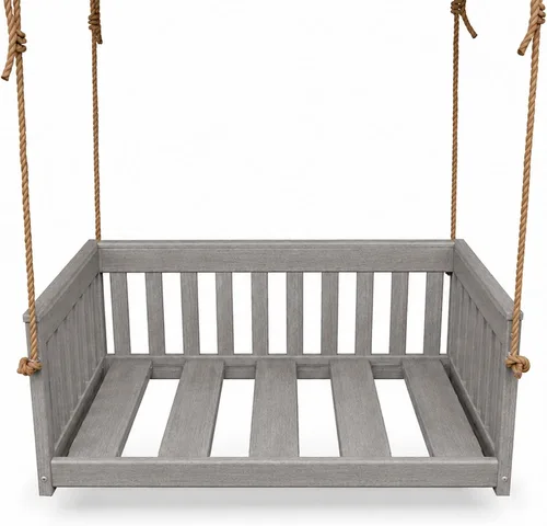Vista 25 de Amish Made Antique Mahogany Mission Swing, Made in USA Deep Seating Mission Collection HDPE Poly Lumber Porch Swing with Rope, All-Weather Outdoor
