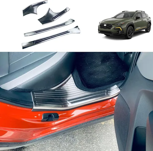 Vista 10 de Accesorios de automóvil compatibles con Subaru Crosstrek 2023 2024, placa interior del umbral de la puerta, cubierta protectora de arañazos, marco