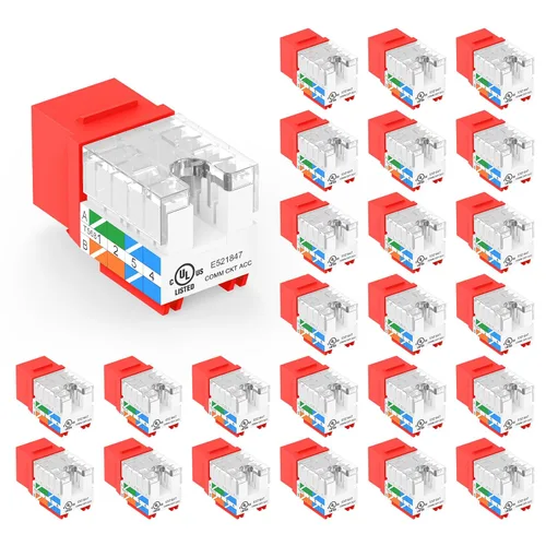 Vista 10 de VCE Conectores Keystone Cat6 con certificación UL de 10 Gbps, paquete de 25 Negro