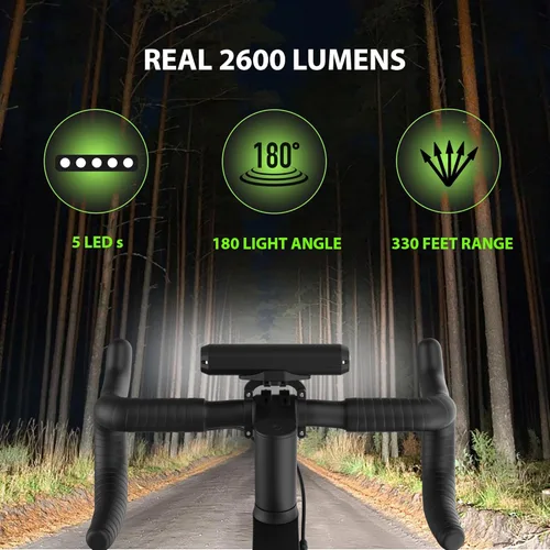 Vista 2 de UPPEL Luces de bicicleta, luces de bicicleta, luz delantera de bicicleta súper brillante de 5 LED para conducción nocturna recargable, faro