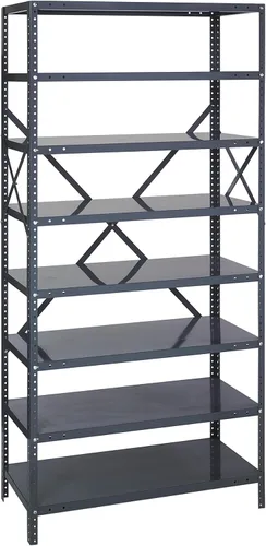 Vista 113 de Quantum QSBU-245BK Heavy Duty Shelving Unit with (7) Shelves and (24) QUS245 Black Bins for Garage Warehouse Storage Distribution 400 lb Load
