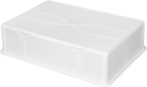 Vista 9 de Caja de prueba de 26 x 18 x 3 pulgadas, 1 caja de masa rectangular – apilable, lavavajillas, cajas de plástico blanco para masa de pizza, duraderas