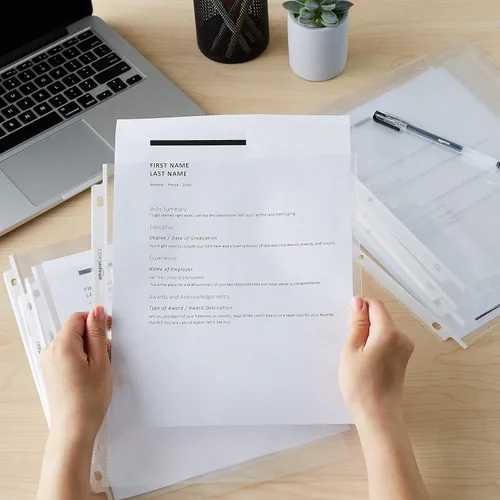 Vista 7 de Yaxa Basics Protectores de hojas resistentes para almacenamiento de páginas, transparentes, paquete de 100