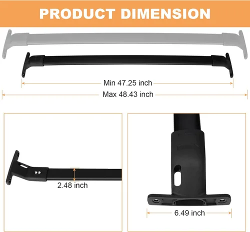 Vista 2 de FINDAUTO Barra transversal de techo para Ford Expedition/Lincoln Navigator 2018-2022 (solo compatible con modelos con rieles de techo existentes)