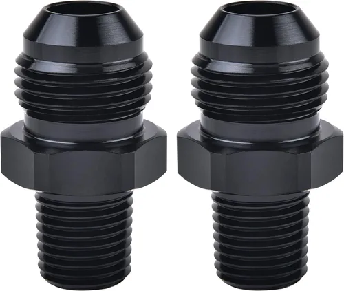 Vista 10 de EVIL ENERGY 3AN macho acampanado a 1/4" NPT tubo adaptador de ajuste de 90 grados aluminio negro 2 piezas