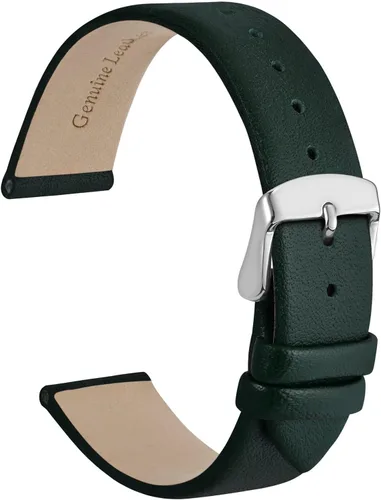 Vista 19 de WOCCI Correa de reloj elegante de 0.315 in de ancho, correa de repuesto de cuero genuino con hebilla dorada (negro)