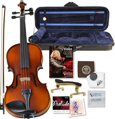 Violín Bunnel G1 de tamaño 1/2 con estuche de transporte y accesorios incluidos - Madera maciza de arce y accesorios de ébano de Kennedy Violins