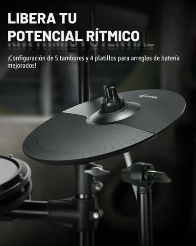Vista 3 de Donner DED-200X Batería Electrónica, Kit de Batería Eléctrica con Parches de Malla Silenciosos, 2 Platillos con Choke, 31 Kits y más de 450 Sonidos