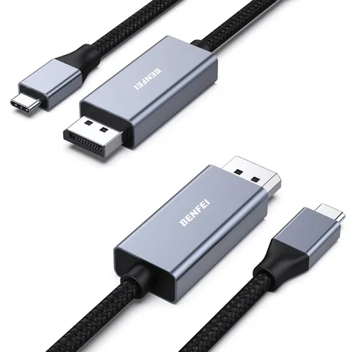 Vista 10 de BENFEI Cable USB C a DisplayPort de 3 pies (8K a 60Hz 4K a 144 Hz), adaptador USB tipo C a DP [compatible con Thunderbolt 3/4] con iPhone 15
