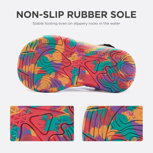 Vista 5 de HAPPY NOCNOC Sandalias transpirables de verano para niños y niñas, cómodas, de secado rápido, ligeras, con puntera cerrada, multicolor