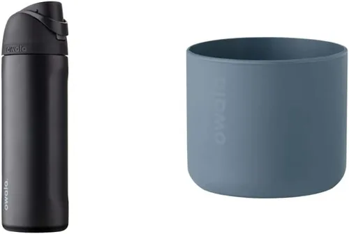 Owala FreeSip - Botella de agua aislada de acero inoxidable de 24 onzas con funda de silicona