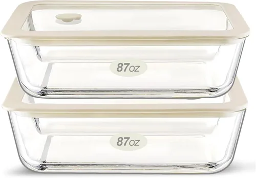 Urban Green Juego de recipientes de vidrio para alimentos con tapa de vidrio, juego de recipientes grandes para preparación de comidas, recipientes
