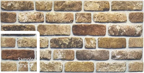 Vista 43 de Dundee Deco Paneles de pared 3D de ladrillo sintético, revestimiento de pared de aspecto de piedra marrón beige, espuma de poliestireno, muestra
