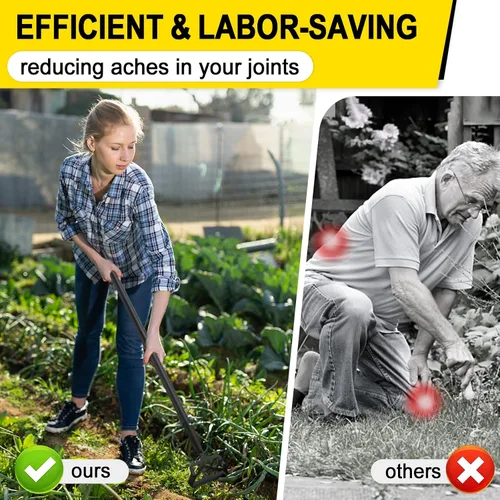 Vista 3 de Azada de jardín, azada de hula resistente, herramienta de jardín para deshierbe, azada de estribo cultivador de 62 pulgadas con mango largo