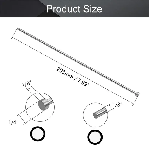 Vista 2 de Utoolmart 1/8 "de diámetro punta redonda de acero recto eyector Pin Punch 8 pulgadas largo gris plateado 5pcs