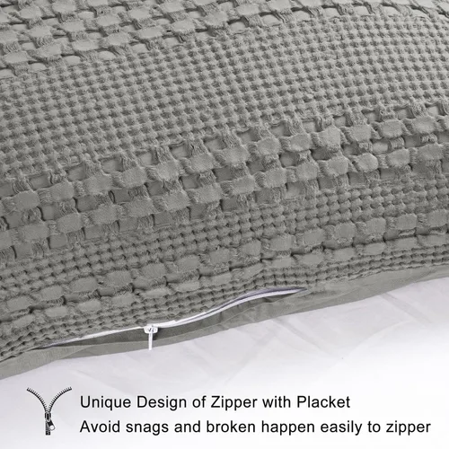 Vista 191 de PHF - Fundas de almohada 100% algodón con tejido gofre europeo, 26 x 26 pulgadas, 2 unidades para decoración elegante del hogar, para cama, sin