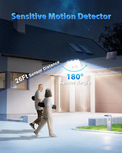 Vista 5 de Gusicil Luces Solares para Exteriores, 172LED 3 Modos Sensor de Movimiento Dividido Luces para Exteriores con Control Remoto, Luces Solares