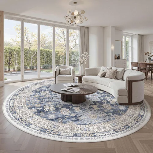 Vista 156 de zesthome Alfombras de área de 5 x 7, lavables a máquina, para sala de estar, dormitorio, resistentes a las manchas, vintage, de gran área, Beige