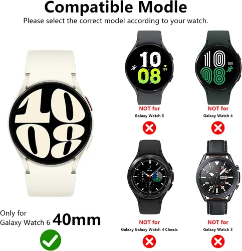 Vista 2 de Rc-Z (4+4 Pack) Funda protectora de pantalla para Samsung Galaxy Watch 6 de 40 mm, protector de policarbonato duro y película protectora de vidrio