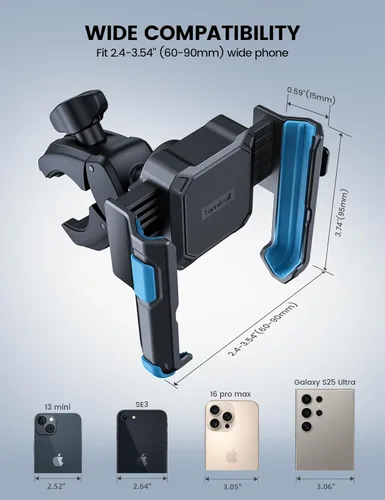 Vista 5 de Lamicall - Soporte para teléfono de motocicleta y bicicleta - [Liberación rápida 1s] Abrazadera de teléfono celular para bicicleta, abrazadera