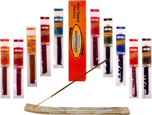 Hem - Varitas de incienso – 10 aromas Veriety Pack 12 varitas cada uno – 11 pulgadas – 120 varillas en total – con soporte de aroma natural,