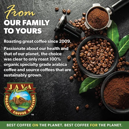 Vista 4 de Café orgánico bajo en ácido, grano entero, sin moho y apto para el estómago por Java Planet, café Black Magic Blend, tostado medio oscuro, sabor
