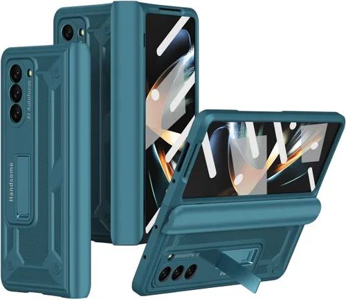 Vista 8 de Miimall Funda para Fold 5 con protección de bisagra, protector de pantalla incorporado Kickstand PC Funda protectora para Z Fold 5 - Azul profundo