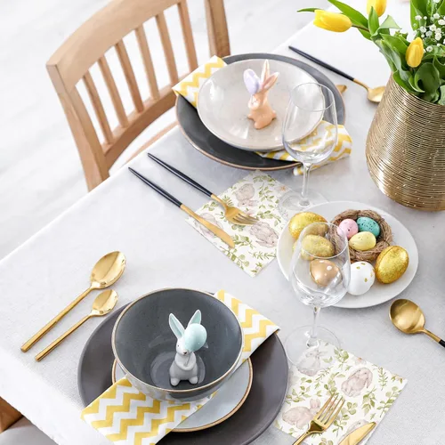 Vista 7 de 50 servilletas de papel de cóctel de Pascua, acuarela, conejo, hojas de conejo, desechables, servilletas para primavera, boda, fiesta de cumpleaños