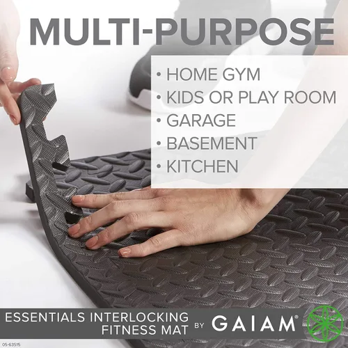 Vista 7 de [Usado] Gaiam Essentials Tapete de ejercicio entrelazado, azulejos cuadrados de espuma de rompecabezas para gimnasio en casa, tapete