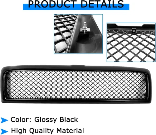 Vista 2 de Rejilla de parachoques delantero para Dodge Ram 1994 1995 1996 1997 1998 1999 2000 2001 2002 Dodge Ram 1500 2500 3500 rejilla delantera de malla