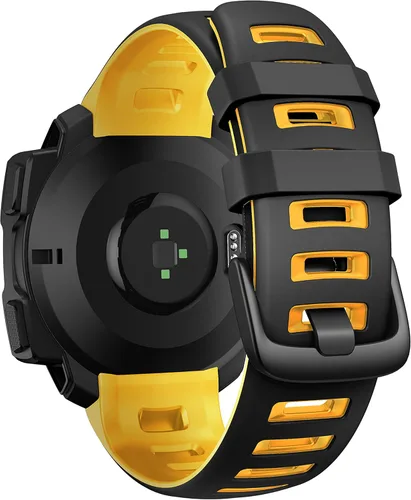 Vista 2 de NotoCity Correa de repuesto de silicona para Garmin Instinct Band compatible con Garmin Instinct 2/Solar/Tactical(negro-amarillo)