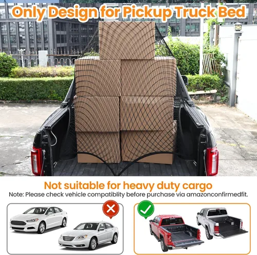 Vista 7 de Red para Caja de Camioneta, Red de Carga Elástica de Doble Capa, Organizador de Malla Extensible para Pickup, Adecuada para Cargas Ligeras Diarias