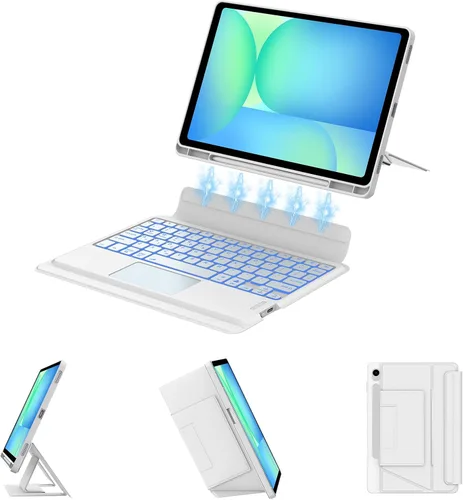 Vista 17 de Combo Touch - Funda con teclado táctil para Samsung Galaxy Tab S10 FE/S10 Lite/S9 FE de 10.9 pulgadas, teclado retroiluminado desmontable magnético