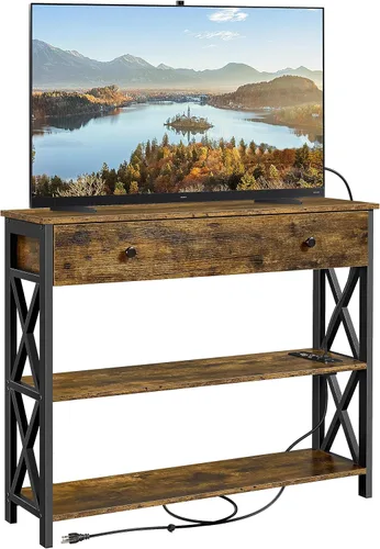 Vista 10 de Yaheetech - Soporte de TV con tomas de corriente y cajón, color gris, 40 pulgadas Entertainment Center, Media Console Table for TV up to 45 inch
