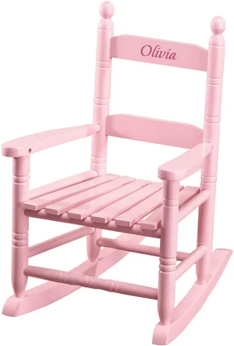 Miles Kimball Mecedora Personalizada para Niños, Presenta Diseño Clásico de Mecedora y Construcción de Madera Dura, Acabado Rosa con Letras Rosas