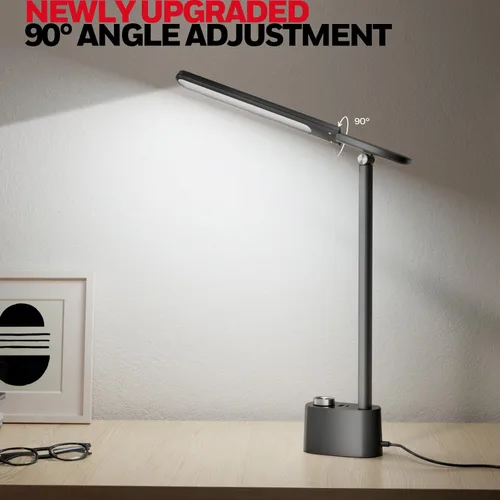 Vista 5 de Honeywell Lámpara de escritorio LED mejorada - H01 Pro Sunturalux™ Luz de escritorio plegable con puertos de carga USB A+C, lámpara de mesa Negro