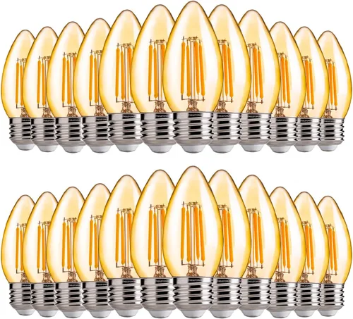 Vista 21 de FLSNT Bombillas LED de Araña Equivalentes a 40W, Bombillas LED Ámbar Regulables B11 E26 Base de Candelabro, 2200K Blanco Cálido, 330LM, Paquete de 6