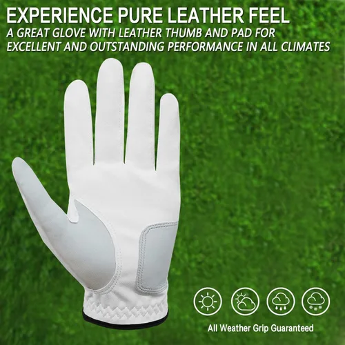 Vista 4 de FINGER TEN Golf Gloves Men Left Right Hand 5 Pack Blanco (guantes para hombre)