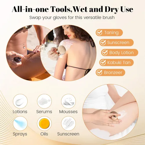 Vista 7 de Extra Large Body Makeup Brush For Self Tanner,Makeup Brush For Self Tanner Face Leg,Self Tan Back Applicator,3.0in Sphere Kabuki Brush For Bronzers