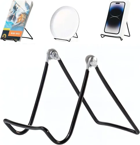 Vista 12 de KINGDOM SOLUTIONS HECHO EN EE.UU. Paquete de 2 caballetes ajustables de metal negro - Soporte para libros - Soporte de placa resistente para arte