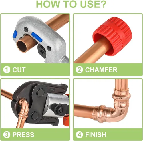 Vista 7 de Paquete de 15 Pro ORIANSE Accesorios de Cobre Propress para Fontanería de Servicio Pesado de 1/2