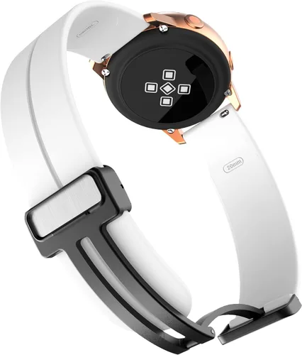 Vista 6 de Lamshaw Correa deportiva compatible con Garmin Forerunner 965, correa de repuesto de silicona suave con hebilla magnética compatible con Garmin Negro