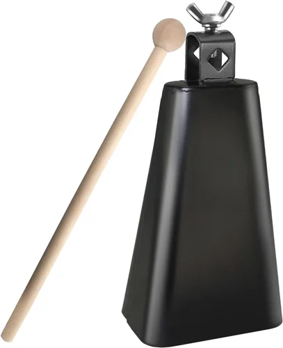 Vista 9 de Cencerro de acero con palo, de metal para hacer ruido, campanas de vaca de percusión para batería (4 pulgadas)