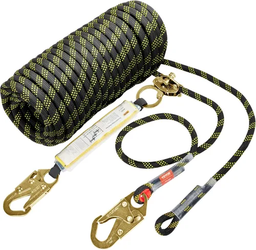 Vista 10 de VEVOR Conjunto de línea de vida vertical, cuerda de protección contra caídas de 0.55 pulgadas x 25 pies con tensión de rotura de 30 KN, cuerda
