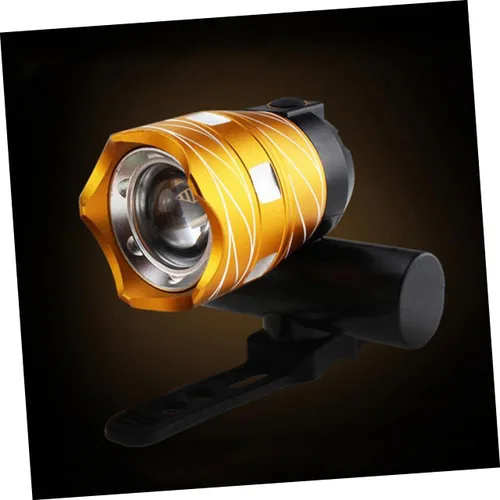 Vista 2 de Mountain Bike Headlight with Adjustable Mounts Wide Beam Battery-Powered LED Flashlight for Night Riding and Safety Compact Gold Bicycle Light for