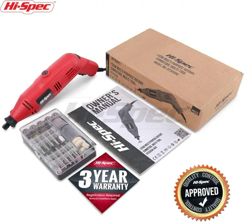 Vista 7 de Hi-Spec Kit de herramientas rotativas con cable de 121 piezas de 130 W con cable compatible con Dremel, accesorios para taladrar, cortar, recortar